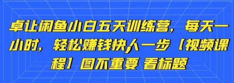 卓让闲鱼小白五天训练营，每天一小时，轻松赚钱快人一步-遨游资源库