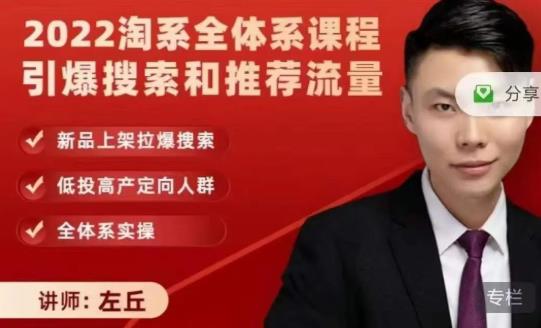2022淘系全体系课程引爆搜索和推荐流量,新品上架拉爆搜索-遨游资源库