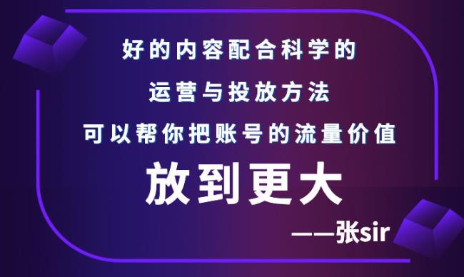 张sir账号流量增长课，告别海王流量，让你的流量更精准-遨游资源库