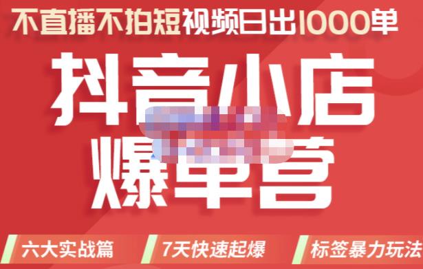 推易电商·2022年抖音小店爆单营，不直播、不拍短视频、日出1000单，暴力玩法-遨游资源库