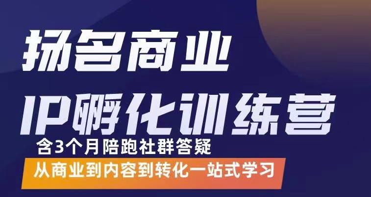 杨名商业IP孵化训练营，从商业到内容到转化一站式学 价值5980元-遨游资源库