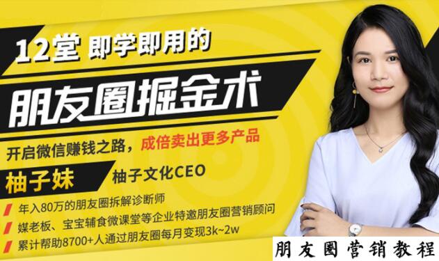 【营销必学】12堂学之即用的朋友圈掘金术：开启你的副业赚钱之路-遨游资源库