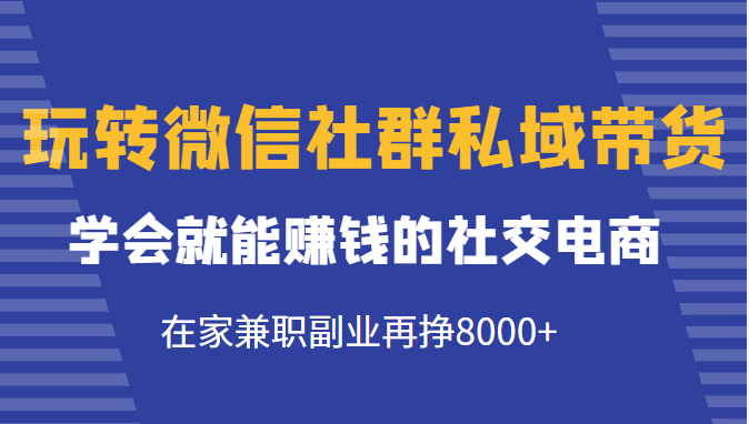 玩转微信社群私域带货，学会就能赚钱的社交电商，在家兼职副业再挣8000+-遨游资源库
