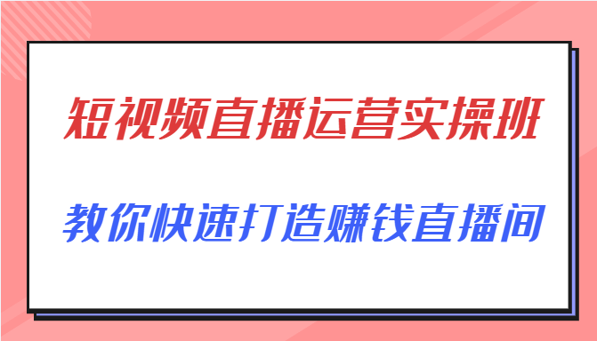 短视频直播运营实操班，直播带货精细化运营实操，教你快速打造赚钱直播间-遨游资源库