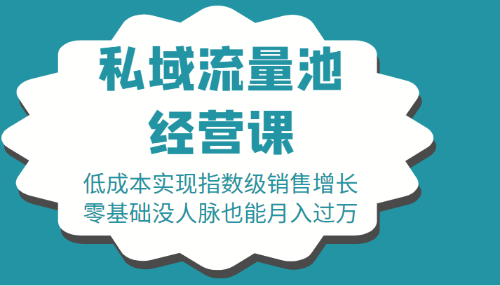 16堂私域流量池经营课：低成本实现指数级销售增长，零基础没人脉也能月入过万-遨游资源库