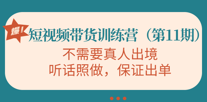 视频带货训练营，不需要真人出境，听话照做，保证出单（第11期）-遨游资源库