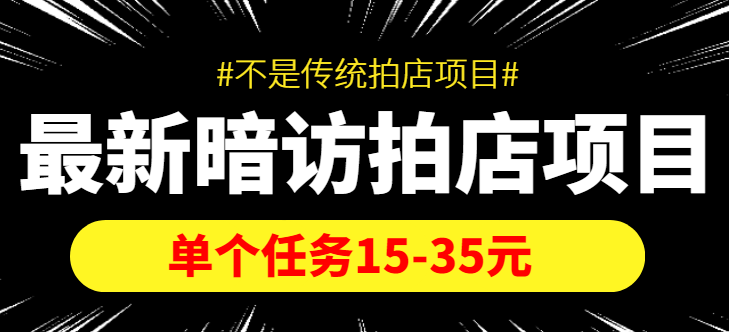 最新暗访拍店信息差项目,单个任务15-35元(不是传统拍店项目)-遨游资源库
