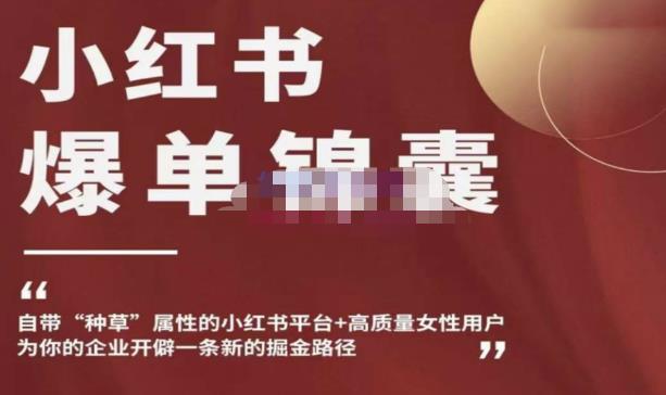 小红书爆单锦囊，自带种草属性+高质量女性用户，为你的企业开辟一条新的掘金路径-遨游资源库