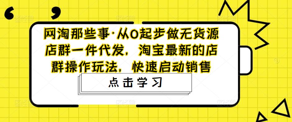 网淘那些事·从0起步做无货源店群一件代发，淘宝最新的店群操作玩法，快速启动销售-遨游资源库