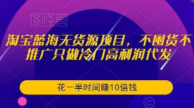 淘宝蓝海无货源项目，不囤货不推广只做冷门高利润代发，花一半时间赚10倍钱-遨游资源库