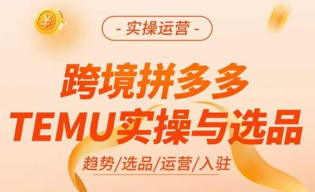 跨境拼多多TEMU实操与选品，​掌握平台运营方法技巧，选品避坑12条标准，爆款的底层思路等-遨游资源库