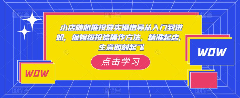 小店随心推投放实操指导从入门到进阶，保姆级投流操作方法，精准起店，生意即刻起飞-遨游资源库