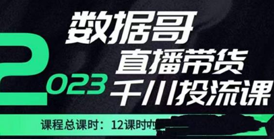 数据哥2023直播电商巨量千川付费投流实操课,快速掌握直播带货运营投放策略-遨游资源库