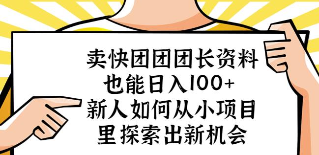 卖快团团团长资料也能日入100+新人如何从小项目里探索出新机会-遨游资源库