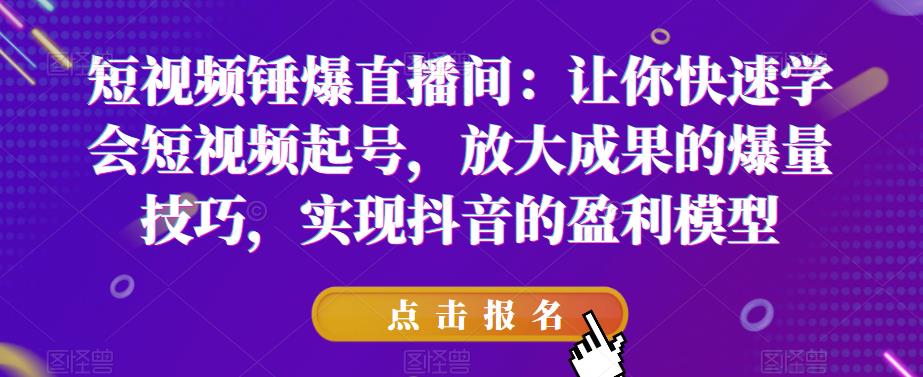 短视频锤爆直播间：让你快速学会短视频起号，放大成果的爆量技巧，实现抖音的盈利模型-遨游资源库