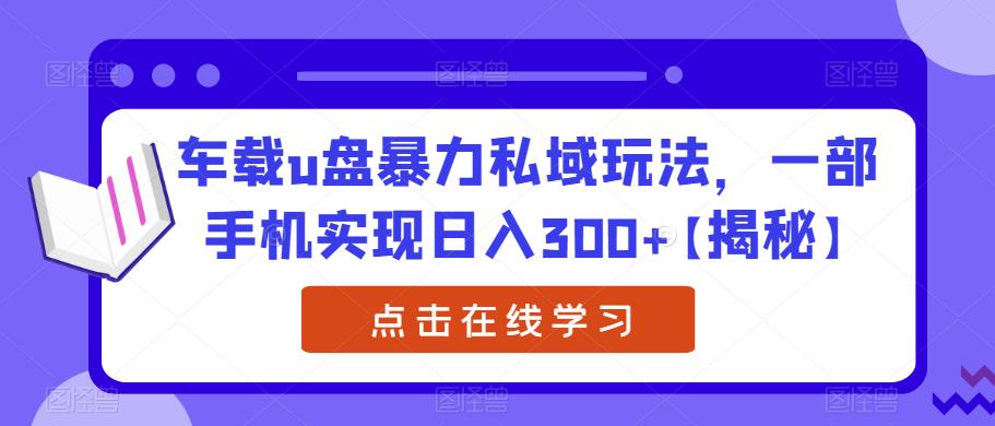 车载u盘暴力私域玩法，一部手机实现日入300+【揭秘】-遨游资源库