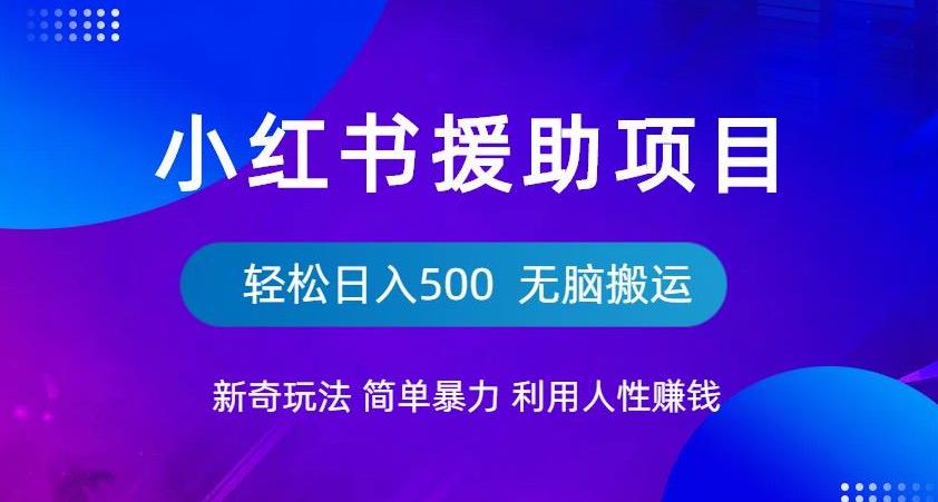 小红书援助项目新奇玩法，简单暴力，无脑搬运轻松日入500【揭秘】-遨游资源库