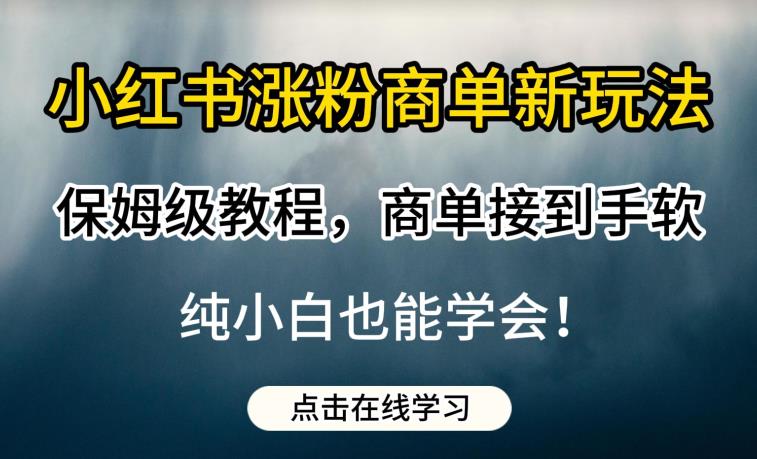 小红书涨粉商单新玩法,保姆级教程,商单接到手软,纯小白也能学会【揭秘】-遨游资源库
