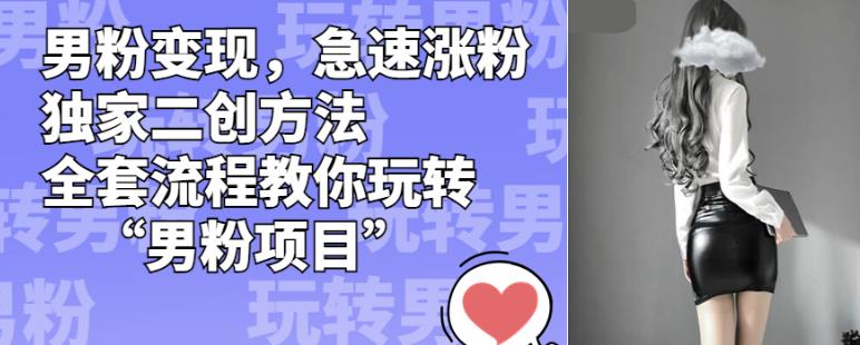 男粉变现,急速涨粉独家二创方法,全套流程教你玩转“男粉项目”【揭秘】-遨游资源库