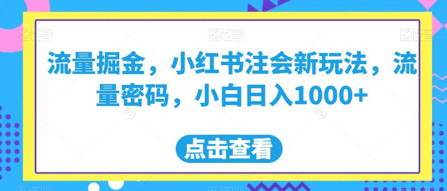 流量掘金，小红书注会新玩法，流量密码，小白日入1000+【揭秘】-遨游资源库