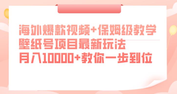 海外爆款视频+保姆级教学，壁纸号项目最新玩法，月入10000+教你一步到位【揭秘】-遨游资源库