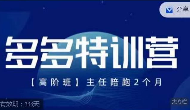 纪主任·多多特训营高阶班【9月13日更新】，拼多多最新玩法技巧落地实操-遨游资源库
