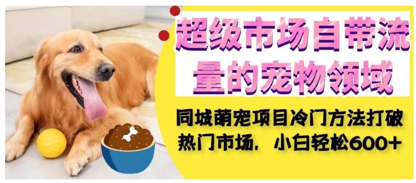 超级市场自带流量的宠物领域,同城萌宠项目冷门方法打破热门市场,小白轻松600+-遨游资源库