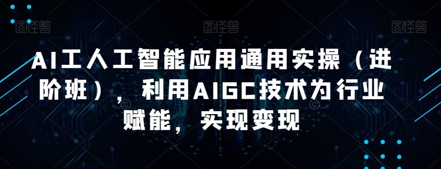 AI工人工智能应用通用实操（进阶班），利用AIGC技术为行业赋能，实现变现-遨游资源库