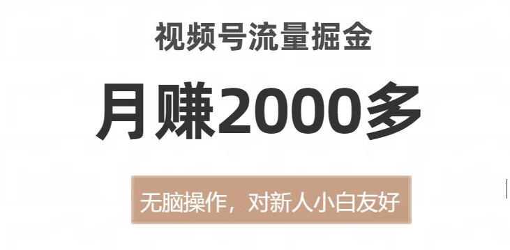 视频号流量掘金，无脑操作，对新人小白友好，月赚2000多【揭秘】-遨游资源库