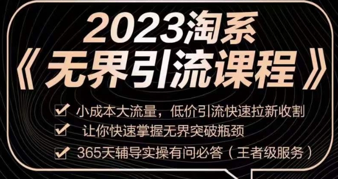 2023淘系无界引流实操课程，​小成本大流量，低价引流快速拉新收割，让你快速掌握无界突破瓶颈-遨游资源库