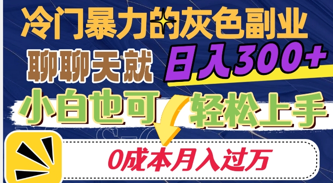 冷门暴利的副业项目，聊聊天就能日入300+，0成本月入过万【揭秘】-遨游资源库