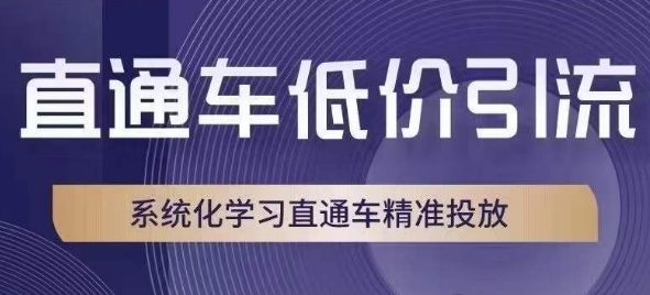 直通车低价引流课，系统化学习直通车精准投放-遨游资源库