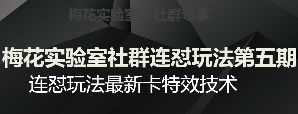 梅花实验室社群连怼玩法第五期，视频号连怼玩法最新卡特效技术-遨游资源库