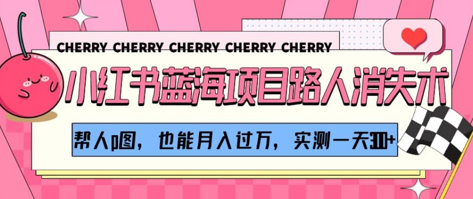 小红书蓝海项目路人消失术，帮人p图，也能月入过万，实测一天300+【揭秘】-遨游资源库