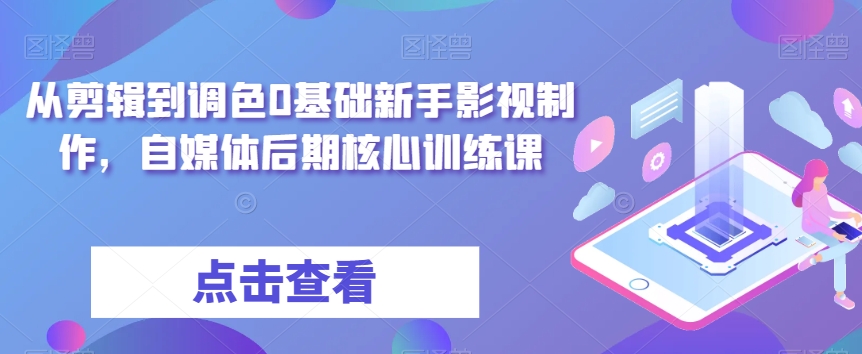 从剪辑到调色0基础新手影视制作，自媒体后期核心训练课-遨游资源库