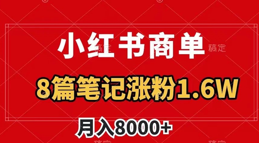 小红书商单最新玩法，8篇笔记涨粉1.6w，作品制作简单，月入8000+【揭秘】-遨游资源库