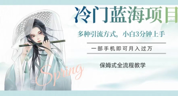 冷门蓝海项目，操作简单，小白3分钟上手，多种引流方式，保姆式全流程教学【揭秘】-遨游资源库