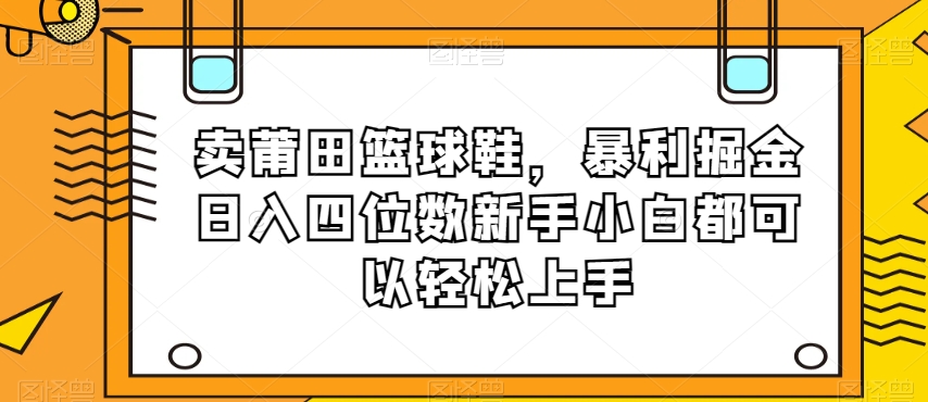 卖莆田篮球鞋,暴利掘金日入四位数新手小白都可以轻松上手【揭秘】-遨游资源库