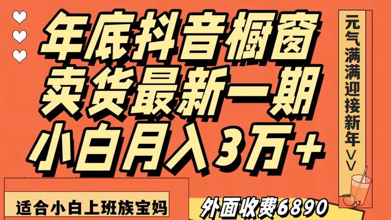 外面收费6890元年底抖音橱窗卖货最新一期,小白月入3万,适合小白上班族宝妈【揭秘】-遨游资源库