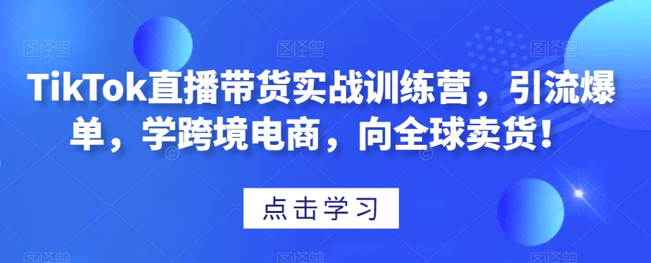 TikTok直播带货实战训练营，引流爆单，学跨境电商，向全球卖货！-遨游资源库