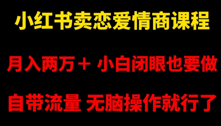 小红书卖恋爱情商课程，月入两万＋，小白闭眼也要做，自带流量，无脑操作就行了【揭秘】-遨游资源库