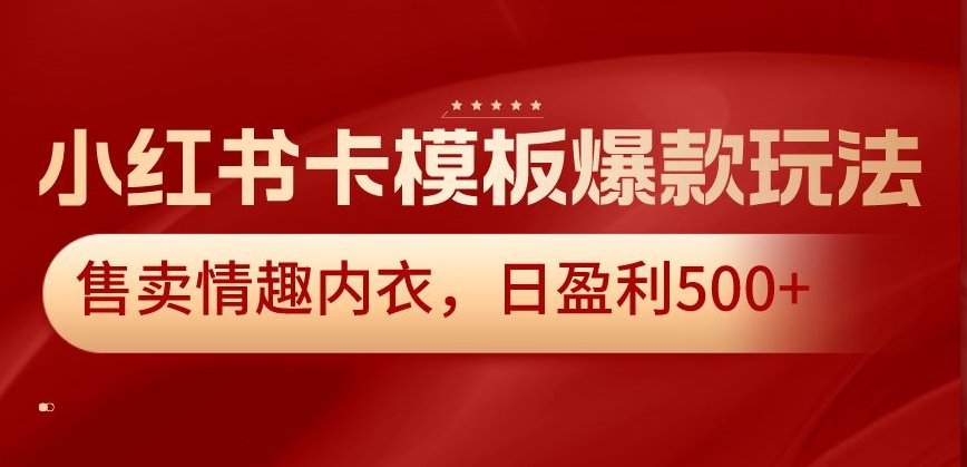 小红书卡模板爆款玩法，售卖情趣内衣，日盈利500+【揭秘】-遨游资源库