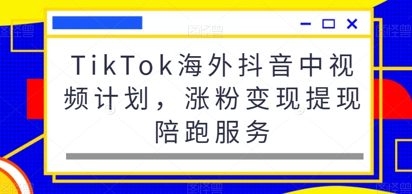TikTok海外抖音中视频计划，涨粉变现提现陪跑服务-遨游资源库