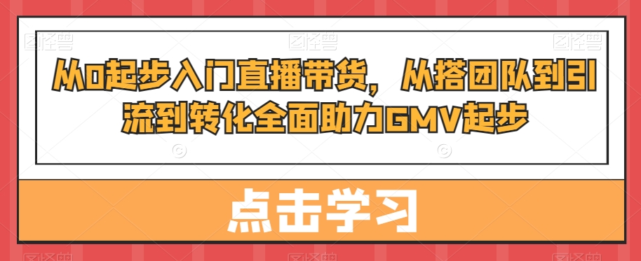 从0起步入门直播带货，​从搭团队到引流到转化全面助力GMV起步-遨游资源库