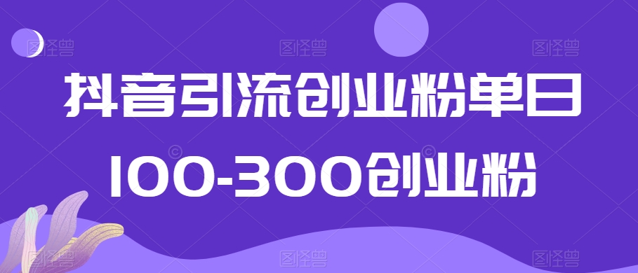 抖音引流创业粉单日100-300创业粉【揭秘】-遨游资源库