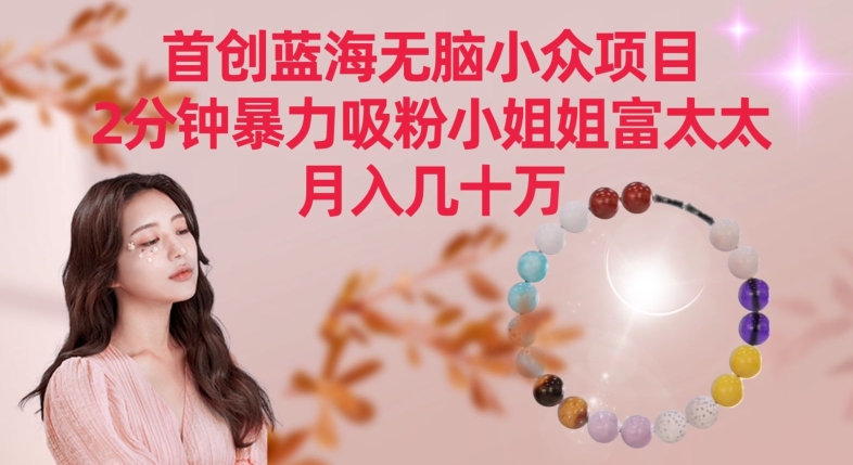 首创蓝海无脑小众项目，2分钟暴力吸粉小姐姐富太太，月入几十万【揭秘】-遨游资源库