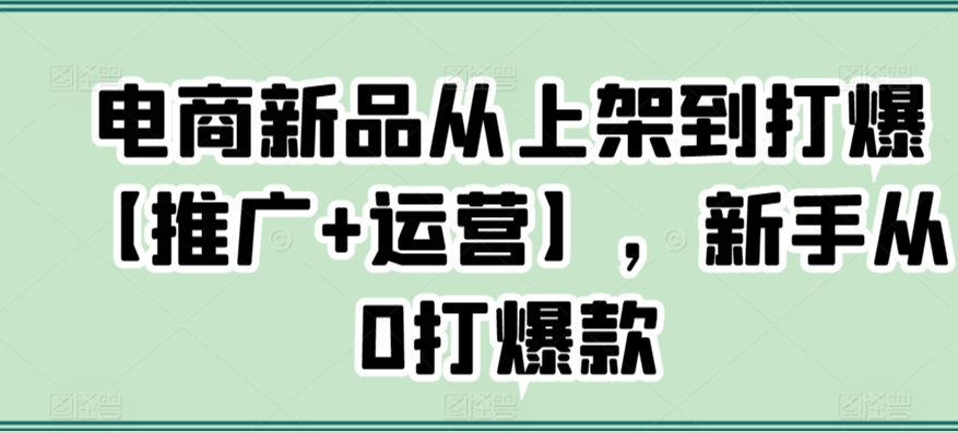 电商新品从上架到打爆【推广+运营】,新手从0打爆款-遨游资源库