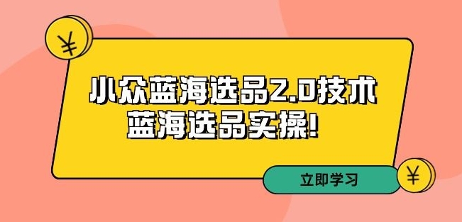 拼多多培训第33期：小众蓝海选品2.0技术-蓝海选品实操！-遨游资源库