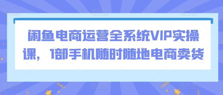 闲鱼电商运营全系统VIP实操课，1部手机随时随地电商卖货-遨游资源库
