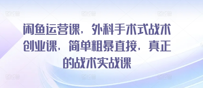 闲鱼运营课，外科手术式战术创业课，简单粗暴直接，真正的战术实战课-遨游资源库